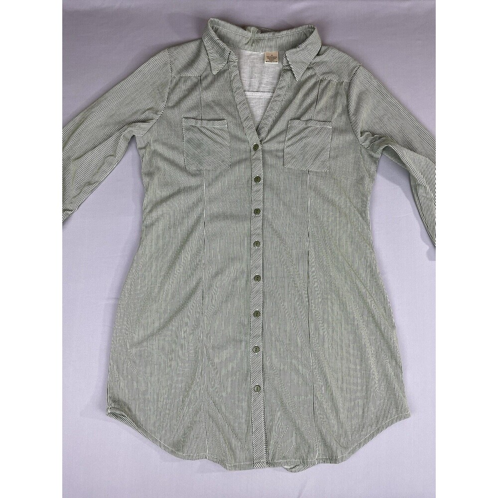 Striped Button Down Long Sleeve Shirt Women’s Medium Green Preppy Academia Norm